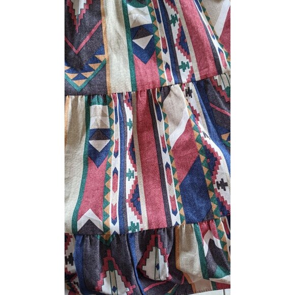 Square Dance Women's Prairie Skirt 4 Tiered Midi Navajo Style Cotton Medium USA - Picture 7 of 8